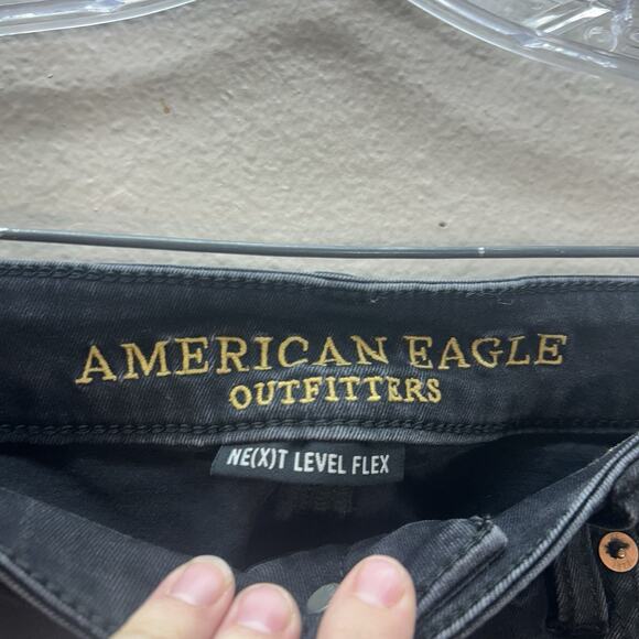 American Eagle Next Level Flex Slim Black Distressed Ripped Jeans Mens Sz 30x30 - Picture 4 of 8